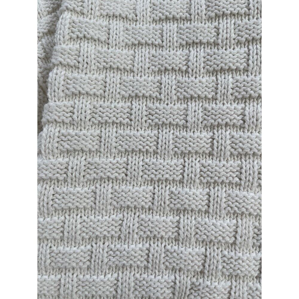 VTG 80's 90's Cardigan Sweater Medium Cream Basketweave Made In USA Vintage - Picture 11 of 12